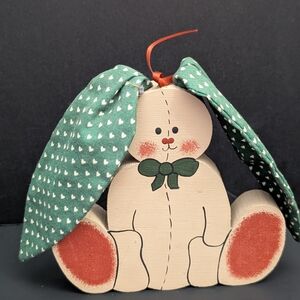 Handcrafted Bunny Decor with Green Ears 2-2026D5